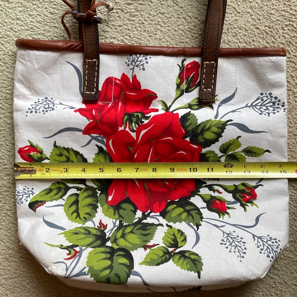 LAST CALL!! TOTEM SALVAGED Rose Hobo Bag with Studded Leather Handles - EUC - Picture 9 of 11